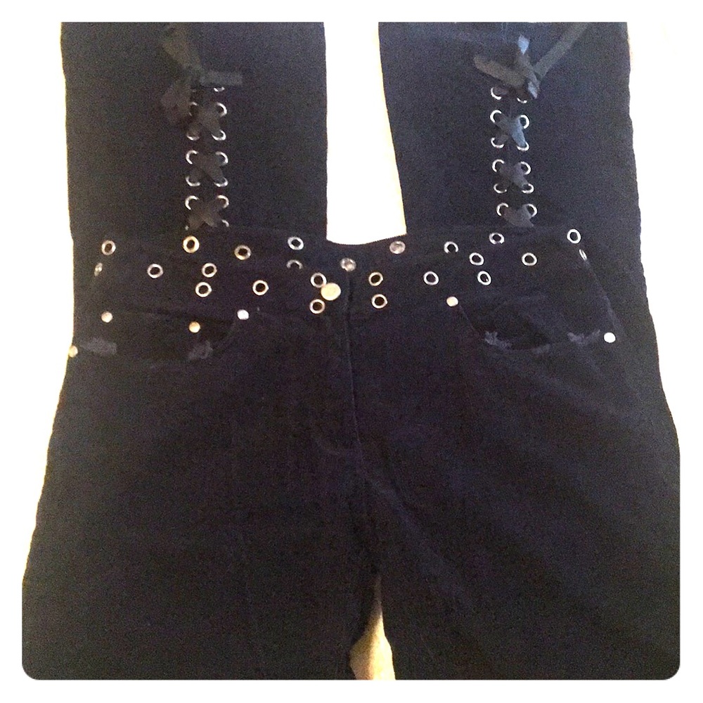 Dark Blue Corduroy Grommet Pants